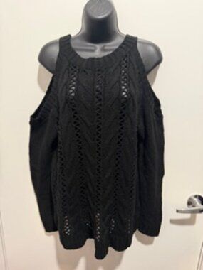 Charlotte Russe Black Open‑Shoulder Knit Top • Size Medium